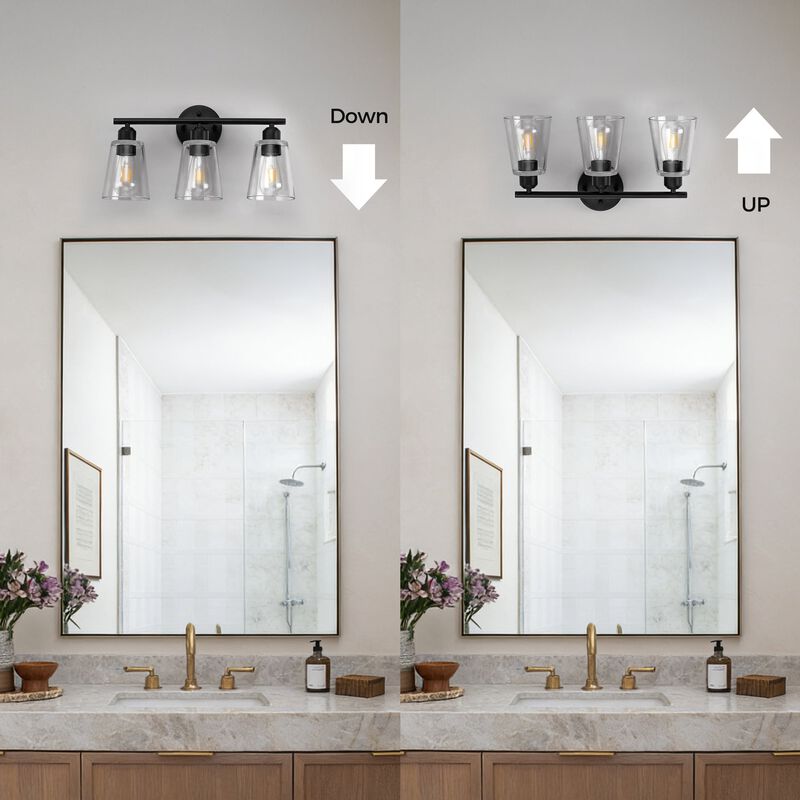 Vanity Light with Tapered Clear Glass Shade and For Hallway or Bathroom image number 5