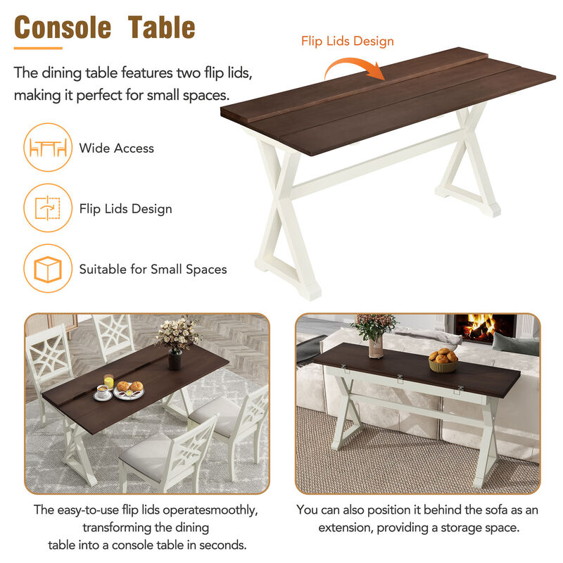 Merax Extendable Rubber Wood Dining Table Set