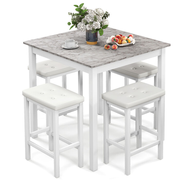 Modern 5-Piece Counter Height Dining Table Set with Bar Stools &ndash; Compact & Stylish