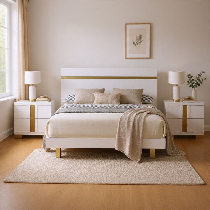 Bedroom Set, Wood, 3 Piece Set with 2 Nightstands