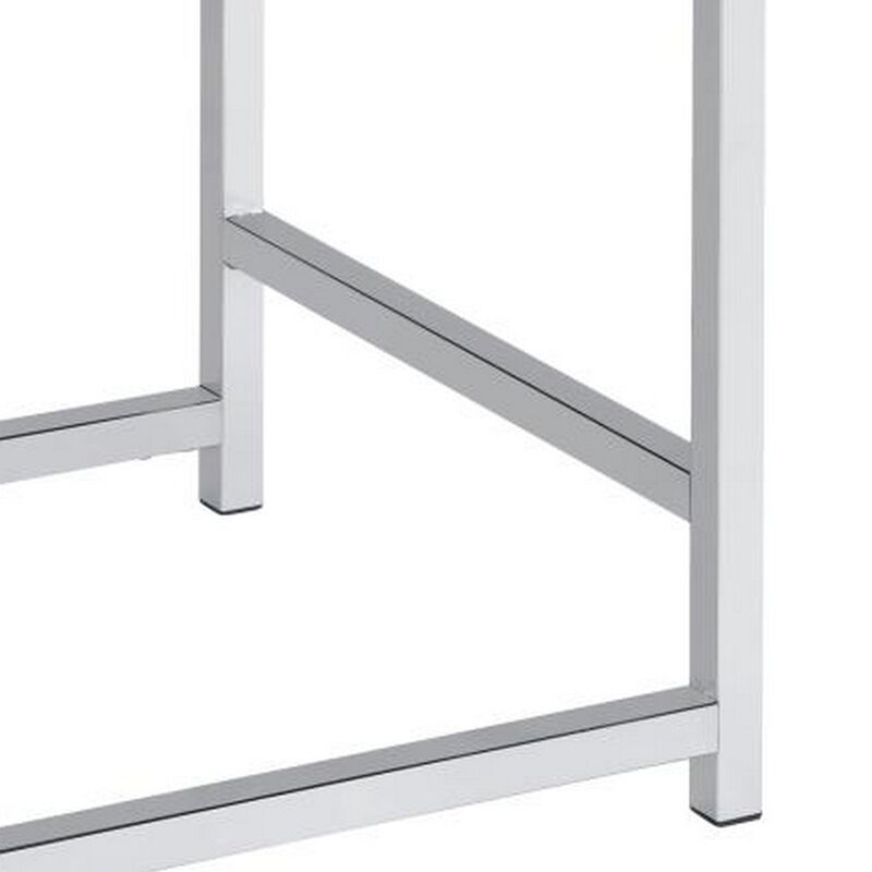 Vanity Stool with Leatherette Seat and Tubular Frame, Black