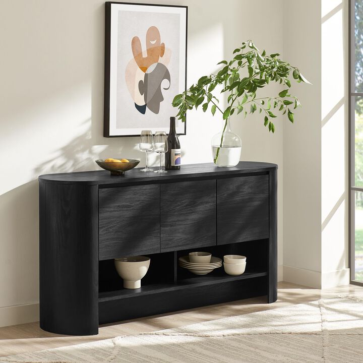 Modway Duval 62 Inch Curved Sideboard with Storage, Oval Buffet Cabinet for Living Room Dining Room Or Entryway