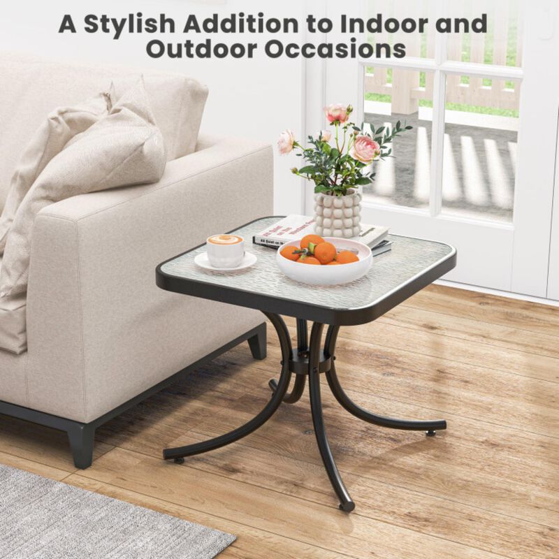 Hivvago Tempered Glass Top Patio Table with Heavy-duty Metal Frame for Garden Poolside