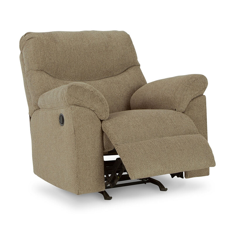 Tul Rocker Recliner Chair, Poly Fiber Foam Fill, Briar Brown Polyester - Benzara