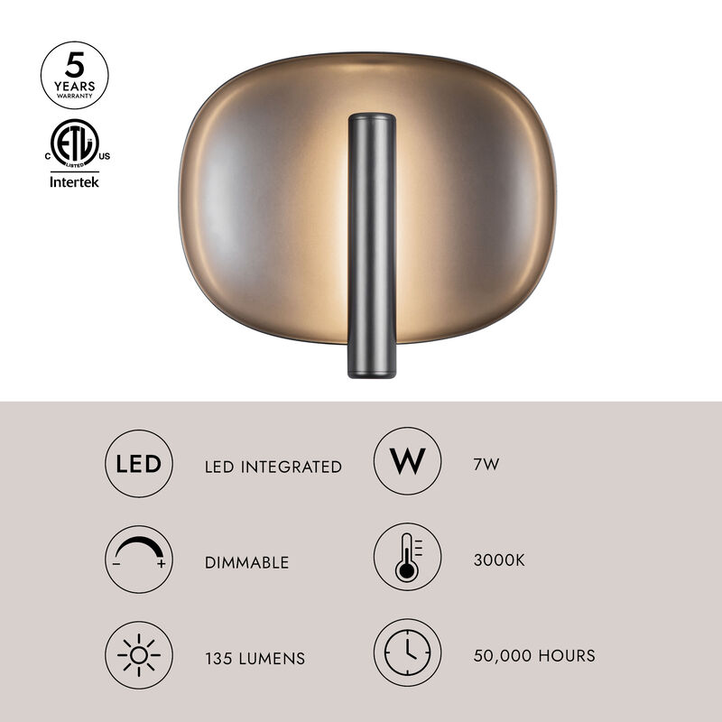 Lustre 9-in Damp-Rated Dimmable LED Wall Sconce image number 7