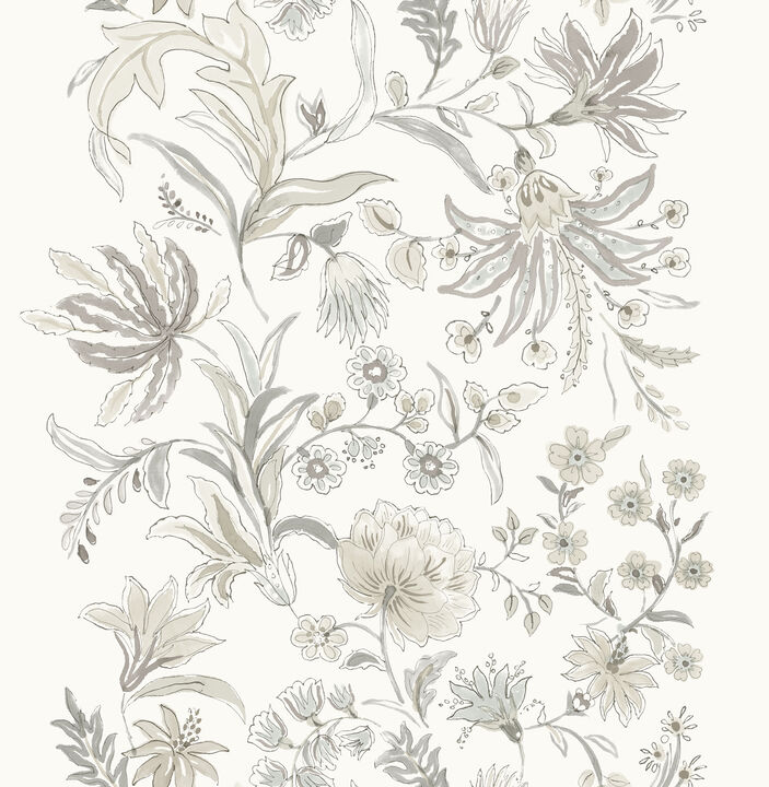 Teonna Light Grey Floral Stripe Wallpaper (Set of 2)