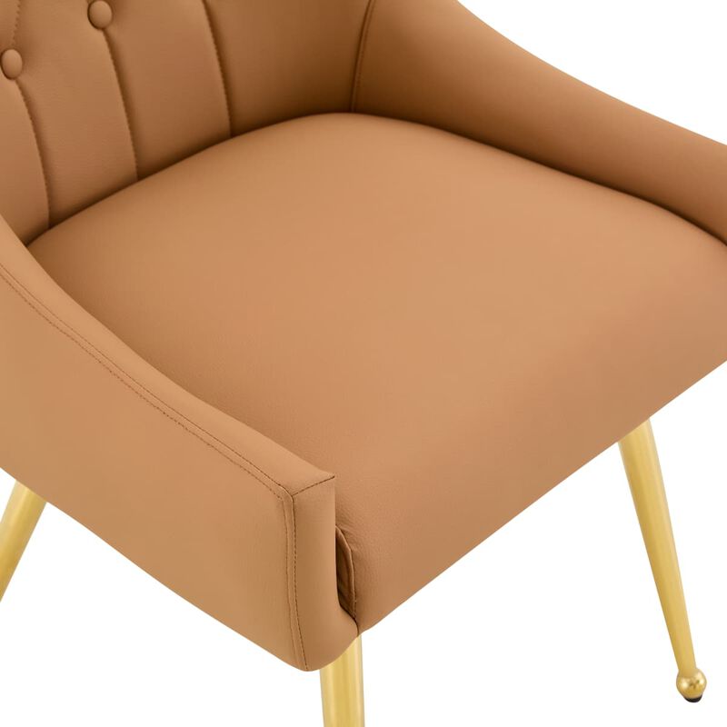 Set of 2 Faux Leather Dining Chairs Diamond Tufted Open Back Side Chairs with Metal Handle Spring and Foam Cushioned Accent Chairs image number 6