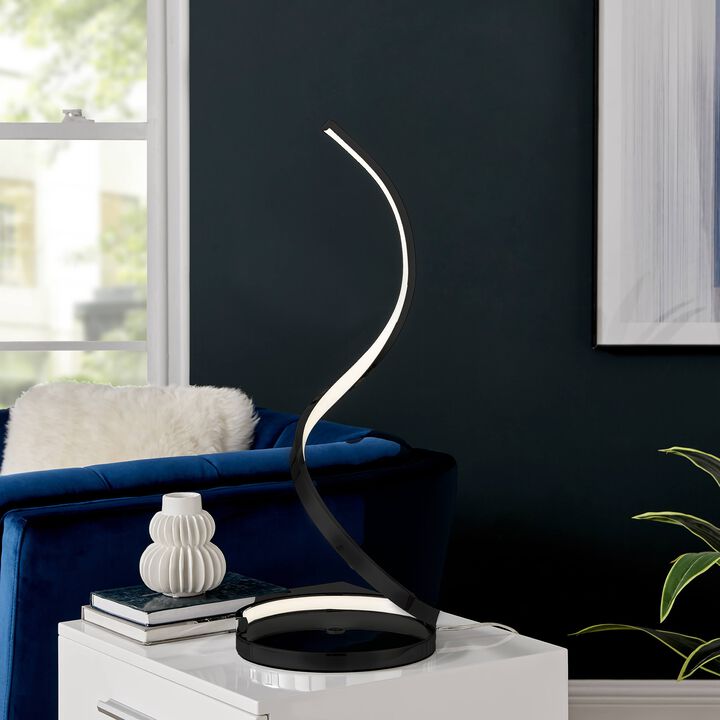 Modern Spiral Table Lamp Chrome Metal Dimmable Integrated LED