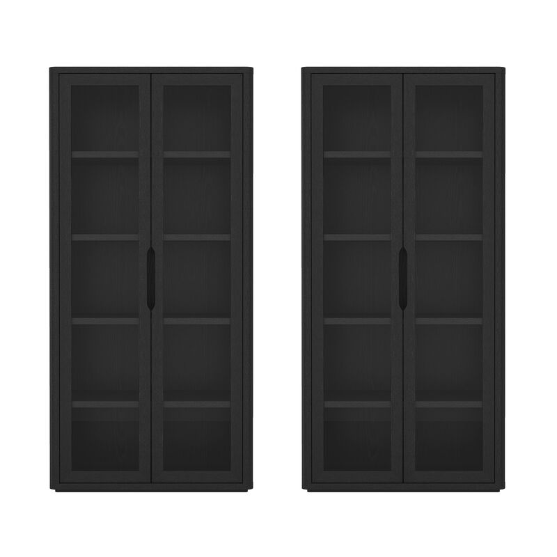 Rivington Black Bookcase Cabinet (Set of 2)