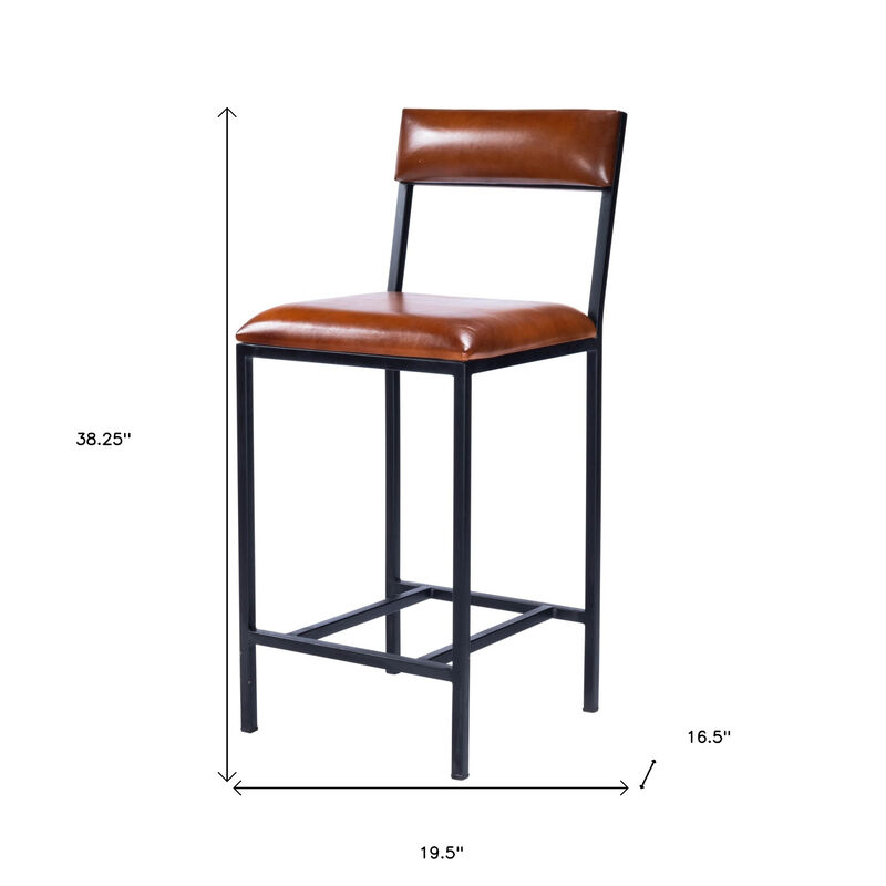 HomeRoots 27" Brown and Black Manufactured Wood and Iron Bar Chair image number 6