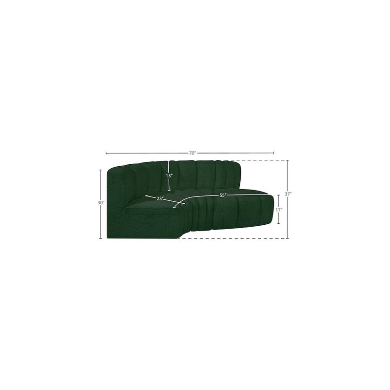 Meridian Furniture Arc Green Boucle Fabric Modular Sofa