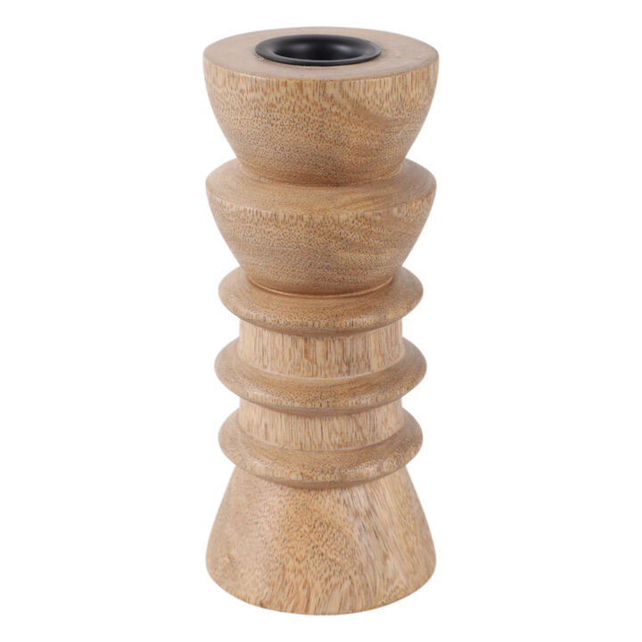 6x3" Wood Totem Taper Holder, Natural