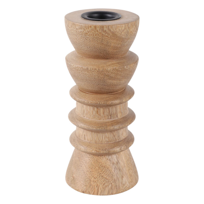 6x3" Wood Totem Taper Holder, Natural image number 0