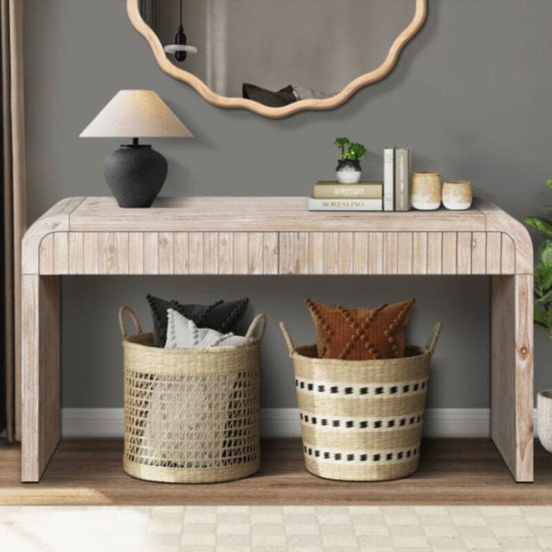 GOODSILO 59 Inch Vintage Crafted Farmhouse Console Entryway Table with Two Hidden Handle Drawers, Easy Assembly for Entrance, Dining, Living Room and Hallway Use image number 1