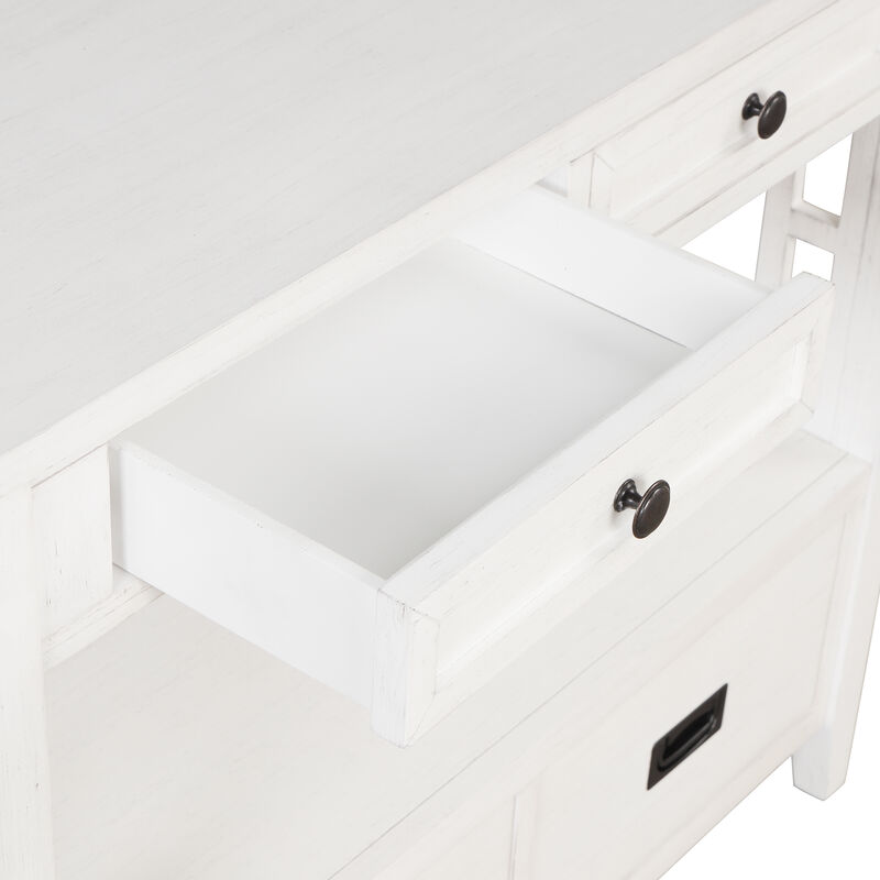 Whisen Farmhouse Style Console Table with 4 Drawers and Storage Shelf - Antique White