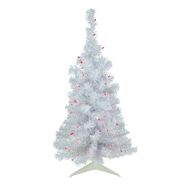 3' Pre-lit Rockport White Pine Artificial Christmas Tree  Pink Lights