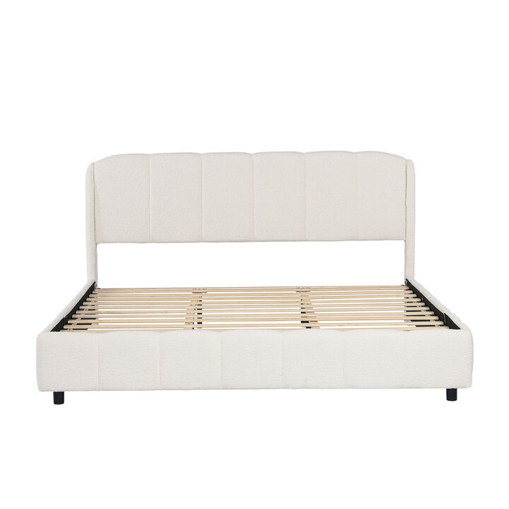 Christopher Knight Home Lorelei Boucle Upholstered Platform Bed with Headboard
