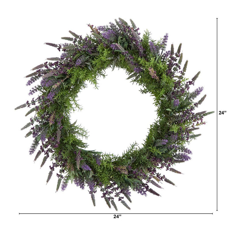 Nearly Natural 24-in Lavender Artificial Wreath image number 3