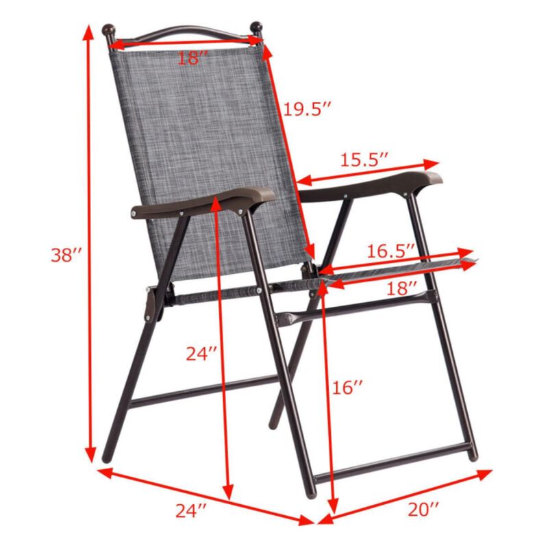 Hivvago Set of 2 Patio Folding Sling Back Camping Deck Chairs