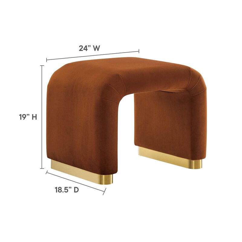 Modway Koda 24" Performance Velvet Upholstered Waterfall Stool or Side Table in Brass Rust, 24 Inches image number 6