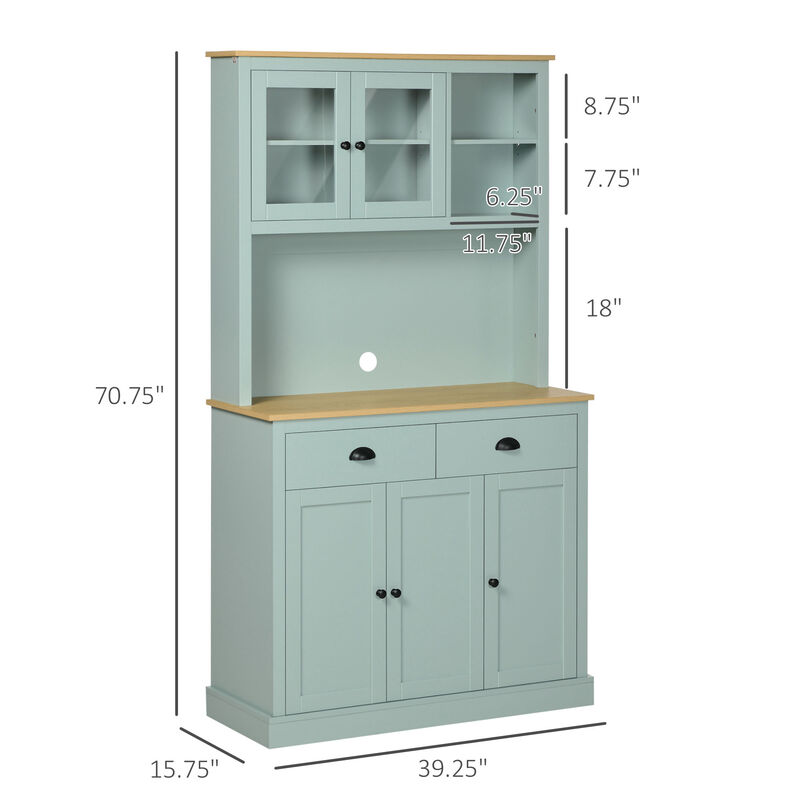 Hivvago 71" Kitchen Hutch with Glass Doors and Drawers image number 2