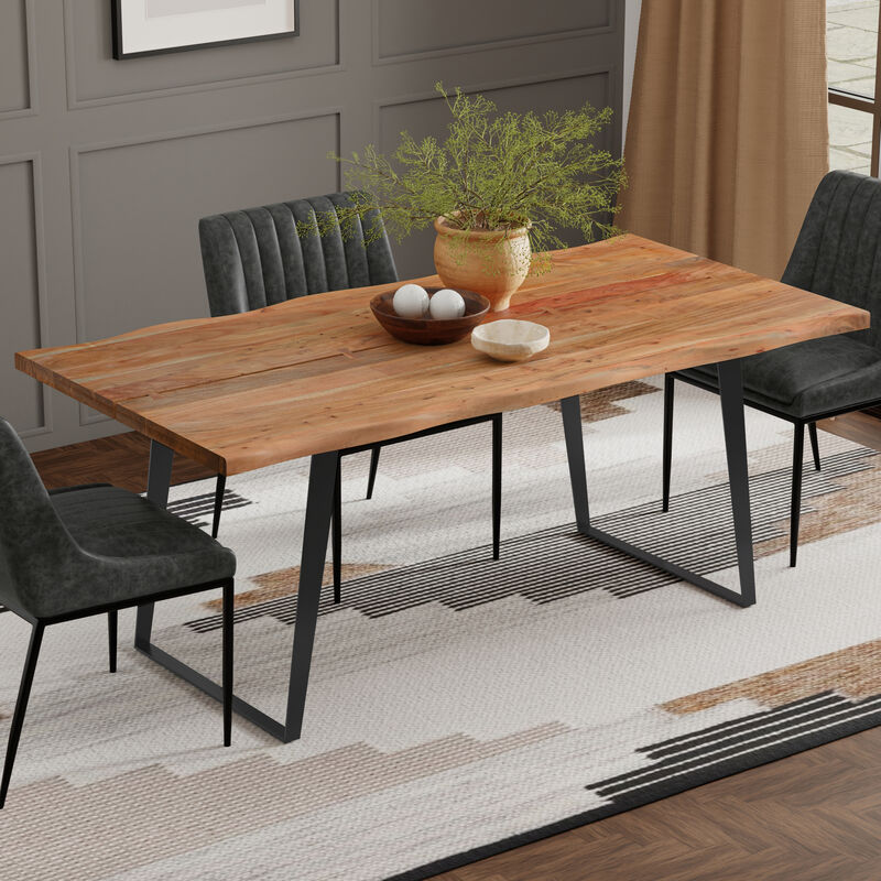 Delta 72 inch x 36 inch Rectangle Modern Industrial Dining Table in Natural image number 1