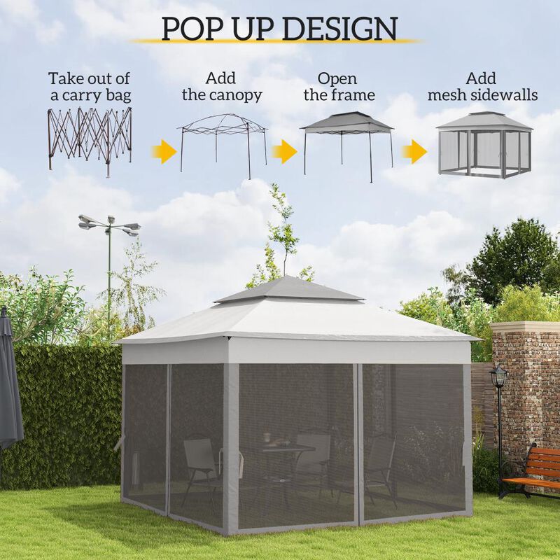 Hivvago Outdoor 11x11 Canopy Gazebo with Mesh Netting and Carry Bag image number 4