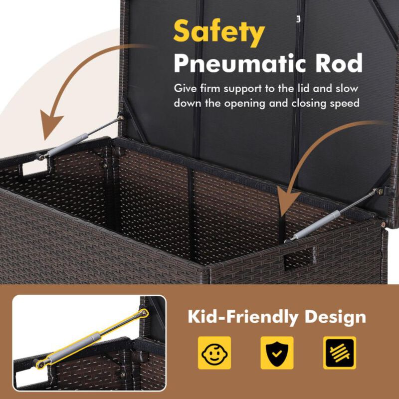 Hivvago Outdoor Wicker Storage Box with Zippered Liner