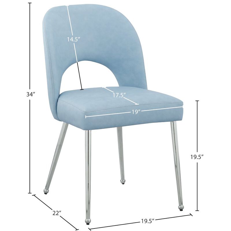 Meridian Furniture Logan Light Blue Vegan Leather Dining Chair, Set of 2
