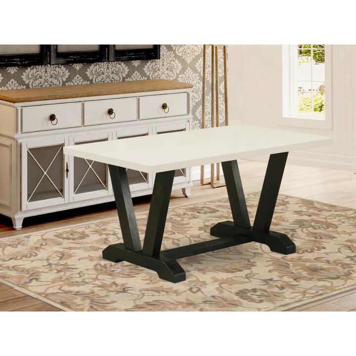 Dining Table Wire brushed Black & Linen White