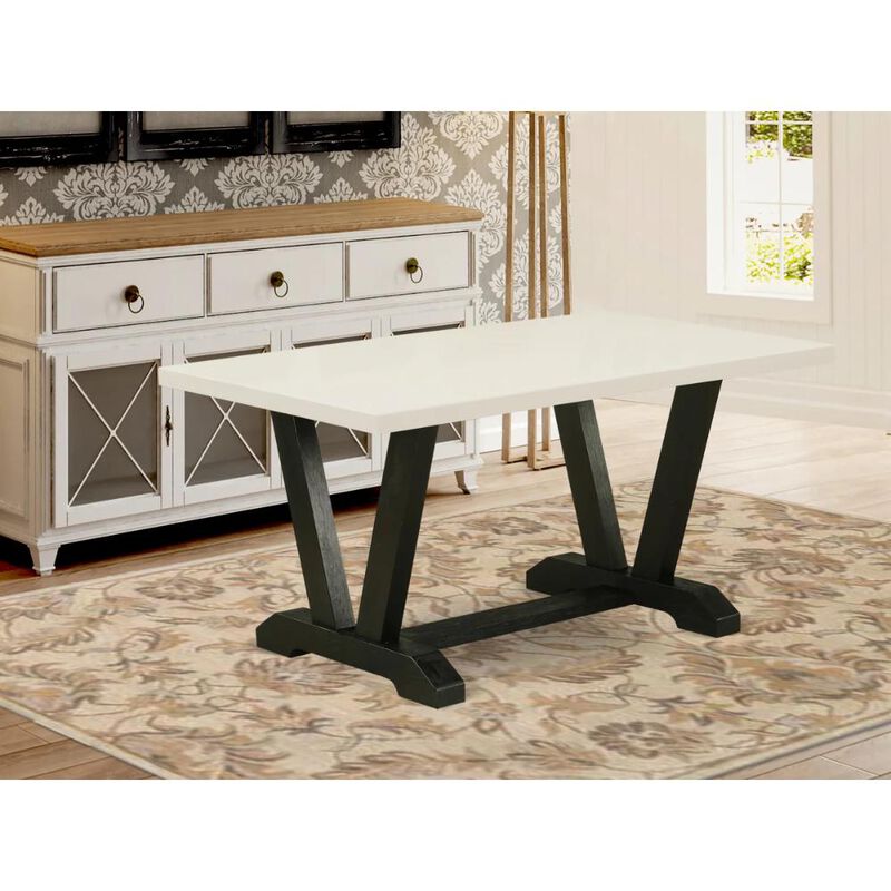 Dining Table Wire brushed Black & Linen White