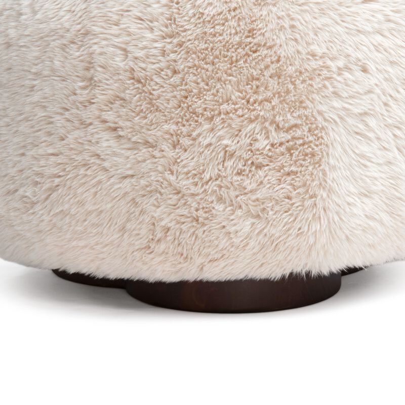 Oopa Cream Contract-Grade Straight Vegan Shearling Swivel Ottoman image number 4