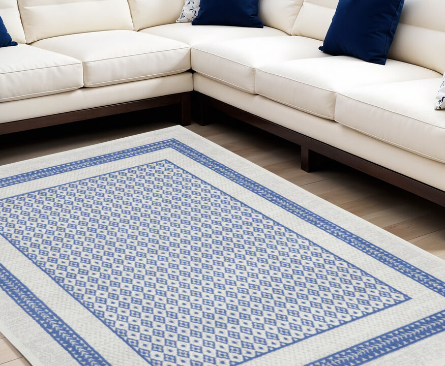 HomeRoots Geometric Distressed Non Skid Area Rug