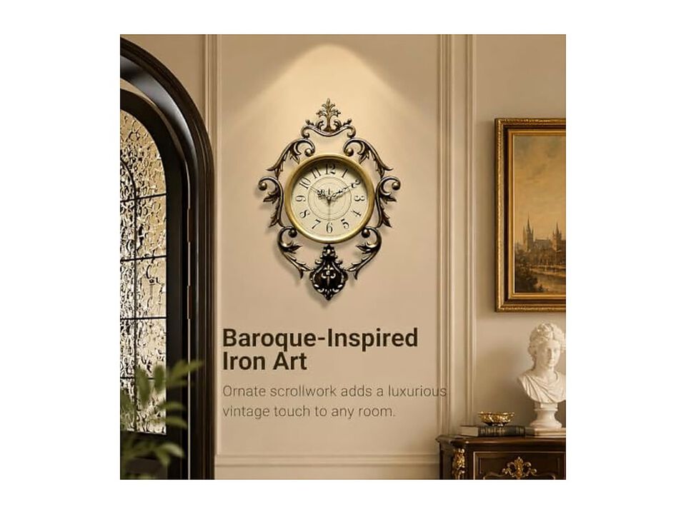 Vintage Antique Decorating Rooms Bedrooms Wall Clock 26 Inch Silent