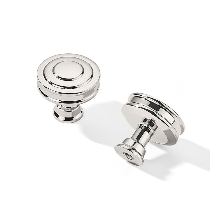 khtumeware 2 Pack 1-1/4 Inch(32mm) Polished Nickel Round Cabinet Knobs Heavy Duty Soild Cabinet Knobs Kitchen Cabinet Hardware f