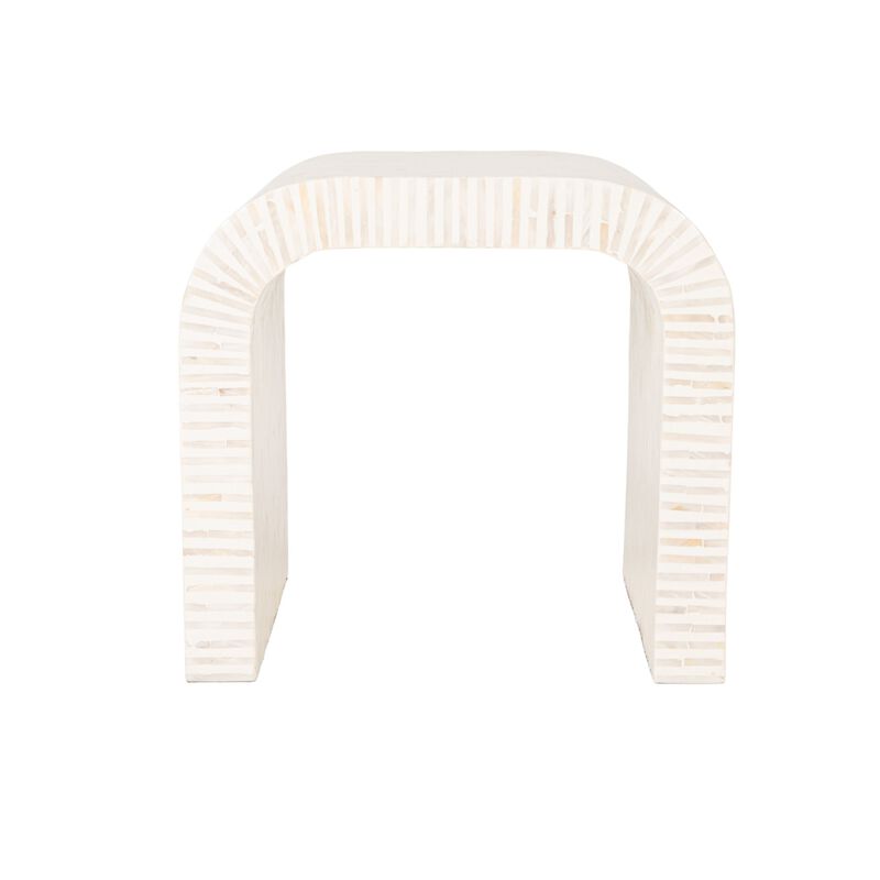 Mother of Pearl Waterfall End Table, White image number 3