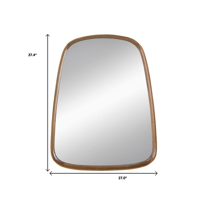 HomeRoots 37" Brown Solid Wood Novelty Framed Accent Mirror image number 4