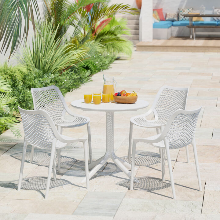 WestinTrends 31.5" Round Plastic Outdoor Patio Dining Table for 4