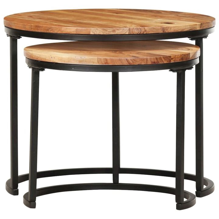 Nesting Table Set of 2 Acacia wood with oil finish
