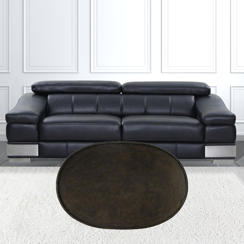 Hivvago 38 Inch  Silver Aluminum Oval Coffee Table