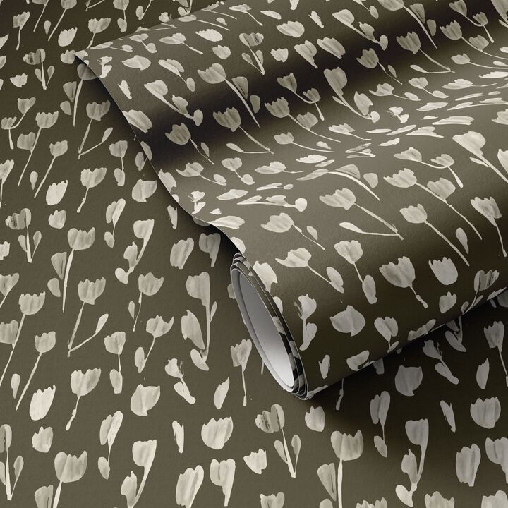 Wild Flowers I Wallpaper by Roseanne Kenny - Wild Flowers I Olive II
