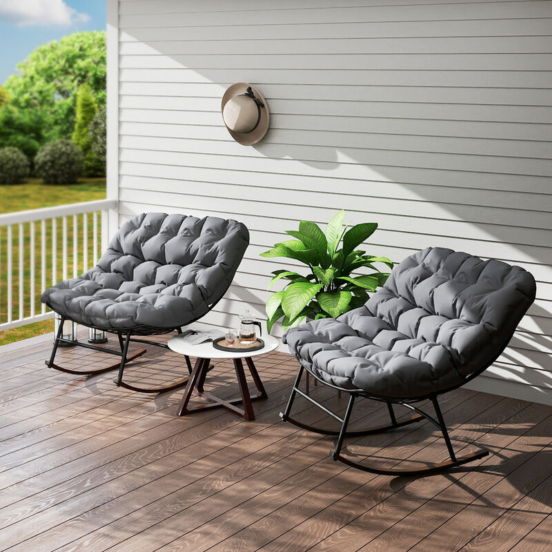2PCS Wooden Rocking Chairs &ndash; Classic Outdoor Furniture for Porch, Patio, or Garden image number 1