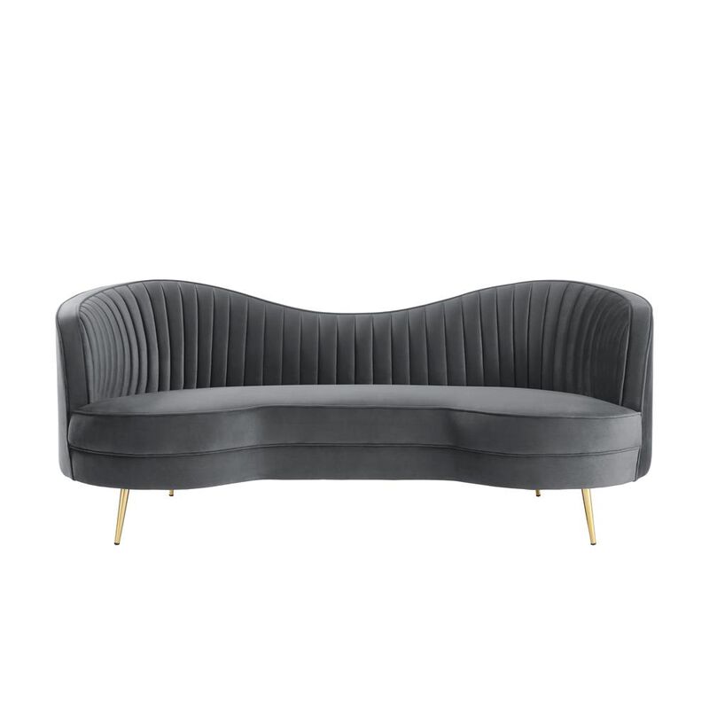 Best Master Furniture Wallace Modern Velvet Loveseat with Gold Legs in Gray