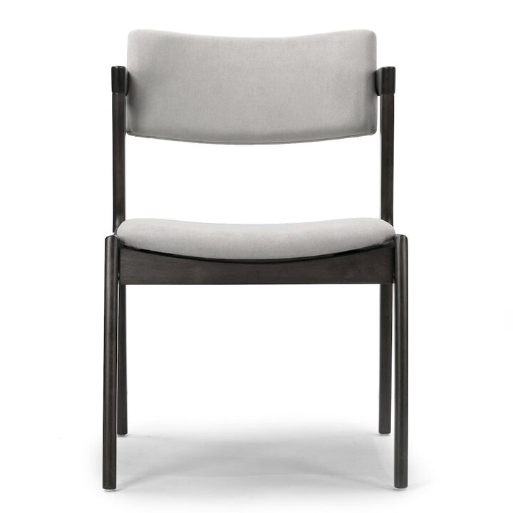 Glamour Home Set of 2 Auden Retro Modern Black Wood Wing Chair with Light Gray Fabric Seat