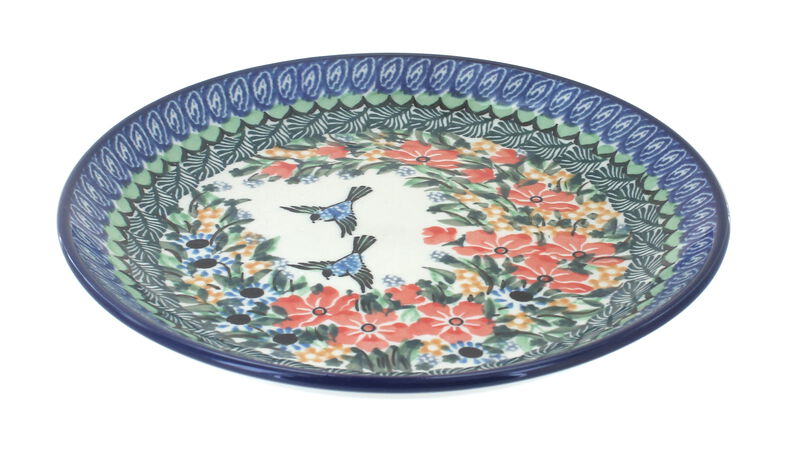 Blue Rose Polish Pottery Day Lily Bouquet Dessert Plate