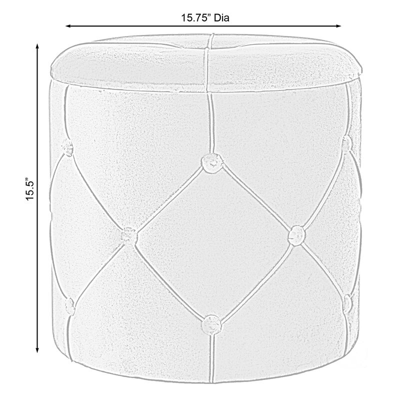 Round Wooden Velvet Ottoman Stool with Lid, Gray