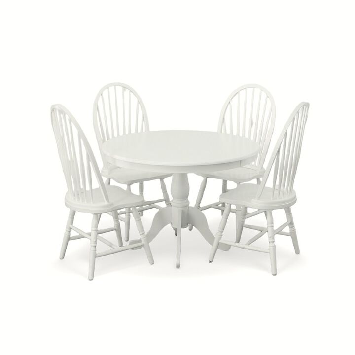Carolina Living Fairview 42 Pedestal Dining Table with 4 Windsor Dining Chairs - Pure White