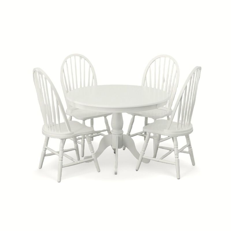 Carolina Living Fairview 42 Pedestal Dining Table with 4 Windsor Dining Chairs - Pure White