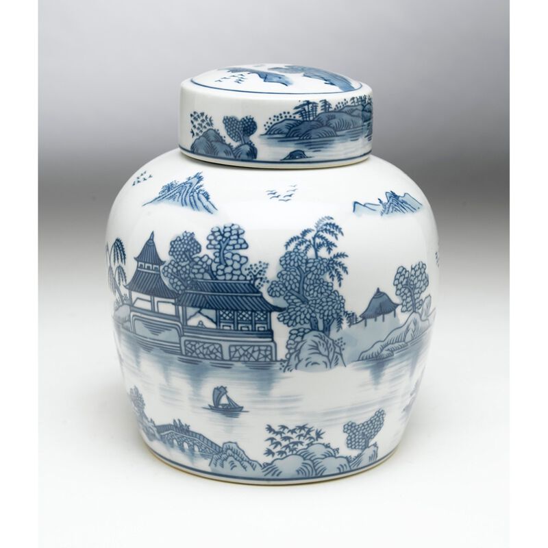 Aa Importing 59748 9 Inch Blue & White Ginger Jar image number 0
