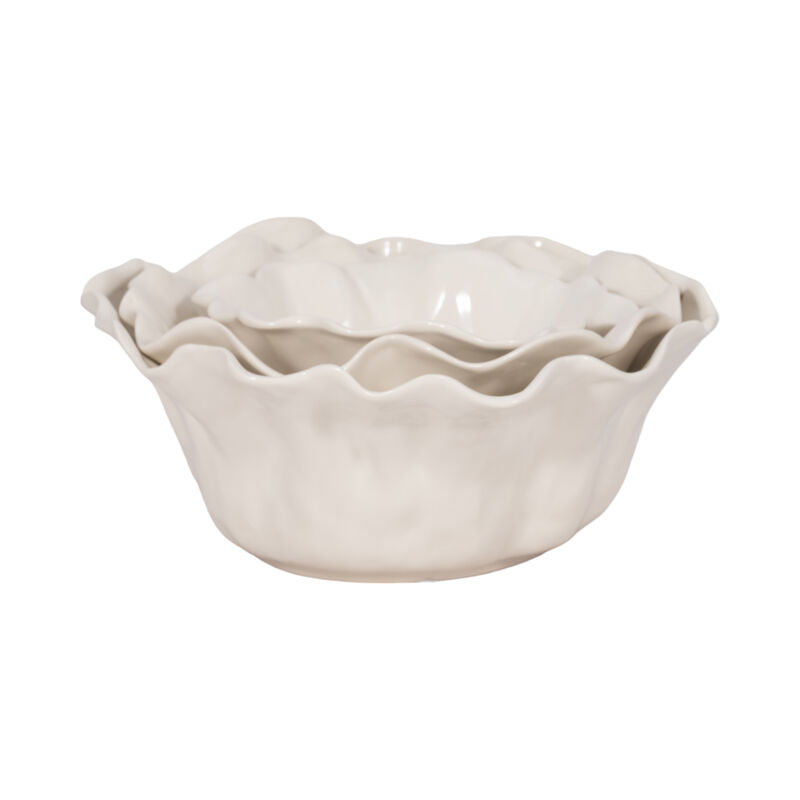S/3 Petal Bowls, Ivory image number 2